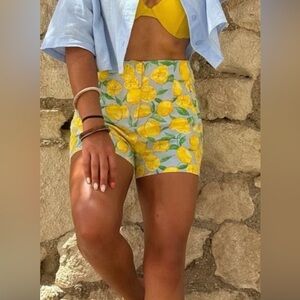 Zara Printed Linen Blend Shorts. New With Tags.